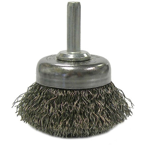 1 3/4″ Crimped Wire Utility Cup Brush, .006″ Steel Fill, 1/4″ Stem - Exact Tool & Supply
