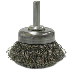 1 3/4″ Crimped Wire Utility Cup Brush, .006″ Steel Fill, 1/4″ Stem - Exact Tool & Supply
