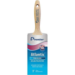 Premier Paint Roller - 3" Tapered Nylon/Polyester Varnish Brush - 3-3/16" Bristle Length, 5-1/2" Wood Beavertail Handle - Exact Tool & Supply