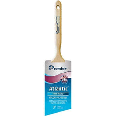Premier Paint Roller - 3" Tapered Nylon/Polyester Angular Brush - 3-3/16" Bristle Length, 7-1/2" Wood Sash Handle - Exact Tool & Supply