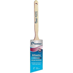 Premier Paint Roller - 2" Tapered Nylon/Polyester Angular Brush - 2-11/16" Bristle Length, 7-1/4" Wood Sash Handle - Exact Tool & Supply