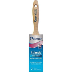 Premier Paint Roller - 2" Tapered Nylon/Polyester Varnish Brush - 2-11/16" Bristle Length, 5-1/4" Wood Beavertail Handle - Exact Tool & Supply
