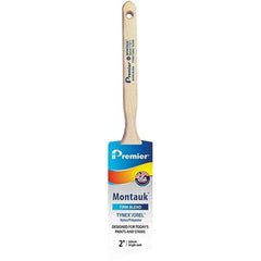 Premier Paint Roller - 2" Tapered Nylon/Polyester Angular Brush - 2-11/16" Bristle Length, 7" Wood Sash Handle - Exact Tool & Supply