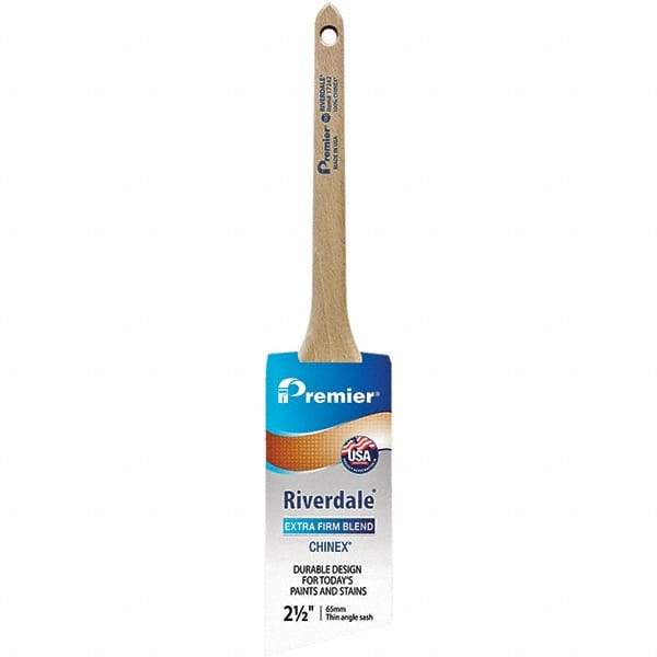 Premier Paint Roller - 2-1/2" Tapered Nylon Trim Brush - 2-11/16" Bristle Length, 8" Wood Sash Handle - Exact Tool & Supply