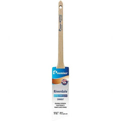 Premier Paint Roller - 1-1/2" Tapered Nylon Trim Brush - 2-3/16" Bristle Length, 7" Wood Sash Handle - Exact Tool & Supply