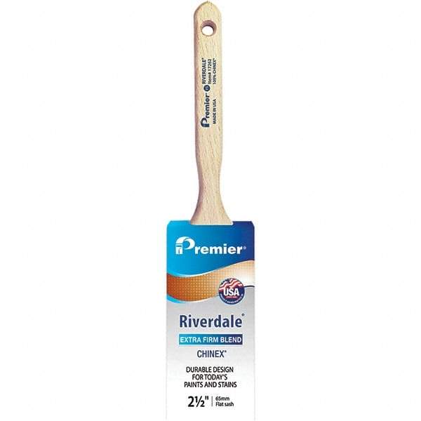 Premier Paint Roller - 2-1/2" Tapered Nylon Sash Brush - 2-15/16" Bristle Length, 7-1/2" Wood Sash Handle - Exact Tool & Supply