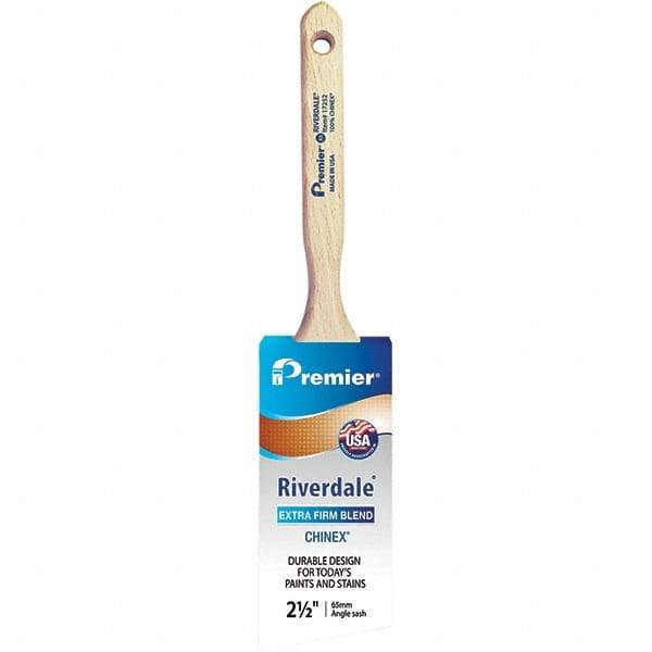 Premier Paint Roller - 2-1/2" Tapered Nylon Angular Brush - 2-15/16" Bristle Length, 7-1/2" Wood Sash Handle - Exact Tool & Supply