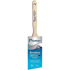 Premier Paint Roller - 2-1/2" Tapered Polyester Angular Brush - 2-15/16" Bristle Length, 7-1/2" Wood Sash Handle - Exact Tool & Supply