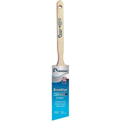 Premier Paint Roller - 1-1/2" Tapered Polyester Angular Brush - 2-3/16" Bristle Length, 7" Wood Sash Handle - Exact Tool & Supply