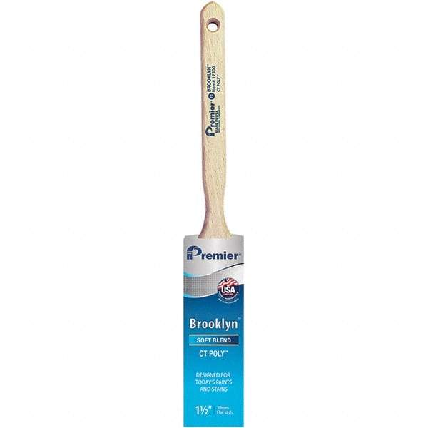 Premier Paint Roller - 1-1/2" Tapered Polyester Sash Brush - 2-7/16" Bristle Length, 7" Wood Sash Handle - Exact Tool & Supply