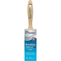 Premier Paint Roller - 2" Tapered Polyester Varnish Brush - 2-11/16" Bristle Length, 5-1/4" Wood Beavertail Handle - Exact Tool & Supply