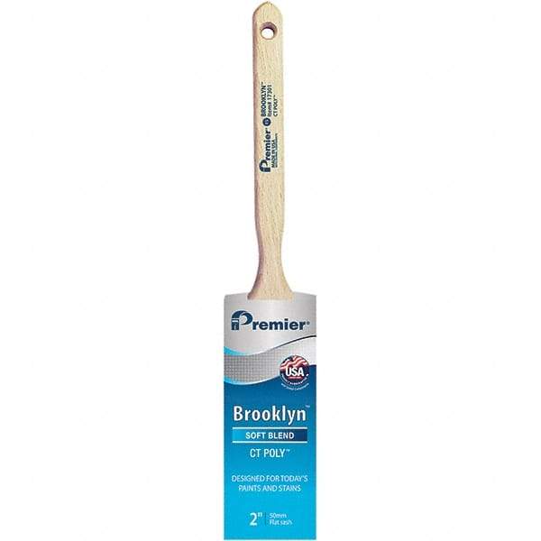 Premier Paint Roller - 2" Tapered Polyester Sash Brush - 2-11/16" Bristle Length, 7" Wood Sash Handle - Exact Tool & Supply