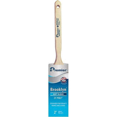 Premier Paint Roller - 2" Tapered Polyester Sash Brush - 2-11/16" Bristle Length, 7" Wood Sash Handle - Exact Tool & Supply