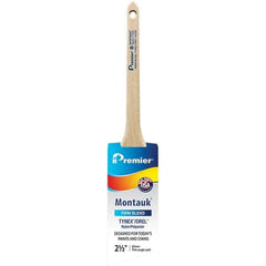 Premier Paint Roller - 2-1/2" Tapered Nylon/Polyester Trim Brush - 2-11/16" Bristle Length, 8" Wood Sash Handle - Exact Tool & Supply
