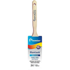 Premier Paint Roller - 2-1/2" Tapered Nylon/Polyester Angular Brush - 2-15/16" Bristle Length, 7-1/2" Wood Sash Handle - Exact Tool & Supply