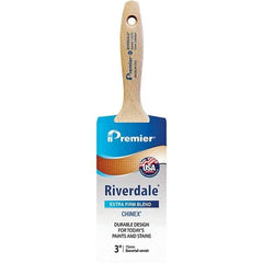 Premier Paint Roller - 3" Tapered Nylon Varnish Brush - 3-3/16" Bristle Length, 6" Wood Beavertail Handle - Exact Tool & Supply