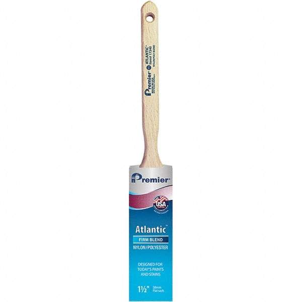 Premier Paint Roller - 1-1/2" Tapered Nylon/Polyester Sash Brush - 2-7/16" Bristle Length, 7" Wood Sash Handle - Exact Tool & Supply