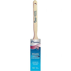 Premier Paint Roller - 1-1/2" Tapered Nylon/Polyester Sash Brush - 2-7/16" Bristle Length, 7" Wood Sash Handle - Exact Tool & Supply