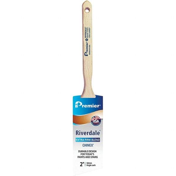 Premier Paint Roller - 2" Tapered Nylon Angular Brush - 2-11/16" Bristle Length, 7" Wood Sash Handle - Exact Tool & Supply