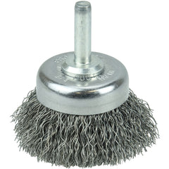 1 3/4″ Crimped Wire Utility Cup Brush, .0118″ Steel Fill, 1/4″ Stem - Exact Tool & Supply