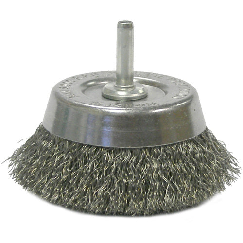 2 3/4″ Crimped Wire Utility Cup Brush .0118″ 1/4″ Stem - Exact Tool & Supply