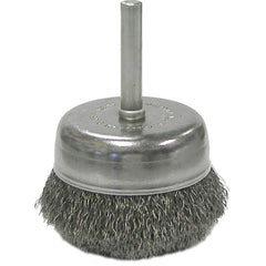 2″ Crimped Wire Utility Cup Brush, .008″ Steel Fill, 1/4″ Stem - Exact Tool & Supply