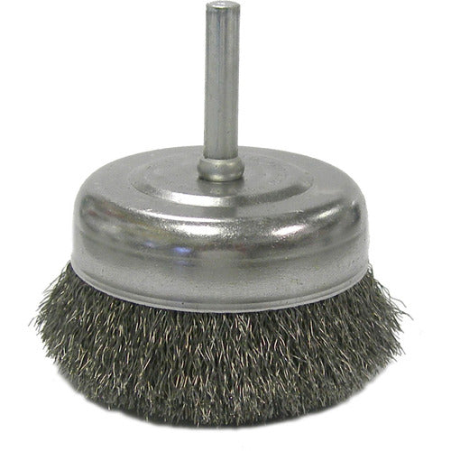 2-1/2″ Crimped Wire Utility Cup Brush, .008″ Steel Fill, 1/4″ Stem - Exact Tool & Supply