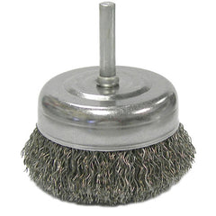 2-1/2″ Crimped Wire Utility Cup Brush, .014″ Steel Fill, 1/4″ Stem - Exact Tool & Supply
