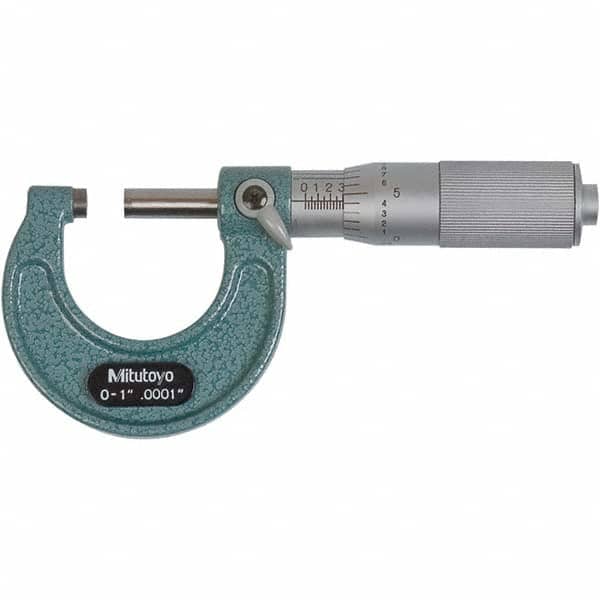 Mitutoyo - Mechanical Outside Micrometers Minimum Measurement (Decimal Inch): 0.0000 Maximum Measurement (Decimal Inch): 1.0000 - Exact Tool & Supply