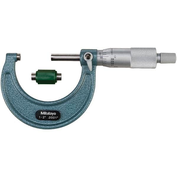 Mitutoyo - Mechanical Outside Micrometers Minimum Measurement (Decimal Inch): 1.0000 Maximum Measurement (Decimal Inch): 2.0000 - Exact Tool & Supply