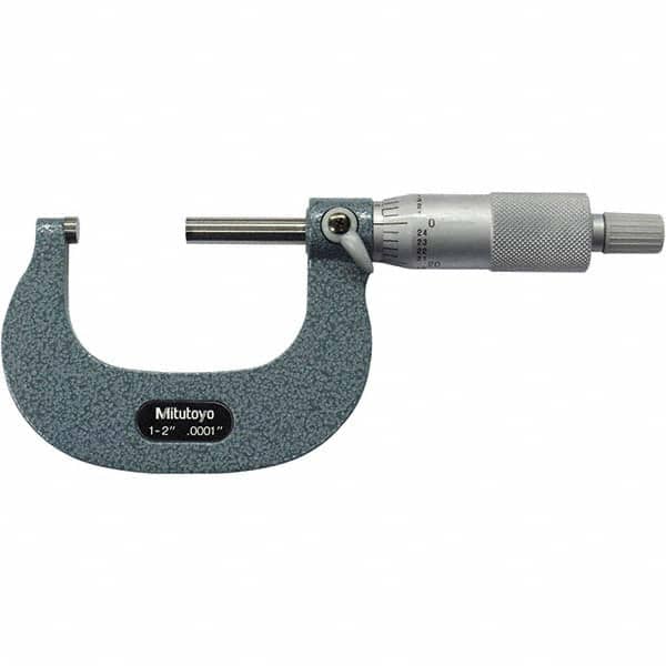 Mitutoyo - Mechanical Outside Micrometers Minimum Measurement (Decimal Inch): 1.0000 Maximum Measurement (Decimal Inch): 2.0000 - Exact Tool & Supply
