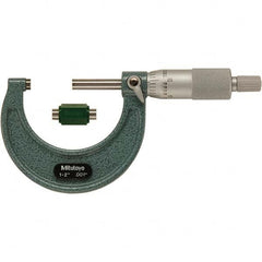 Mitutoyo - Mechanical Outside Micrometers Minimum Measurement (Decimal Inch): 1.0000 Maximum Measurement (Decimal Inch): 2.0000 - Exact Tool & Supply
