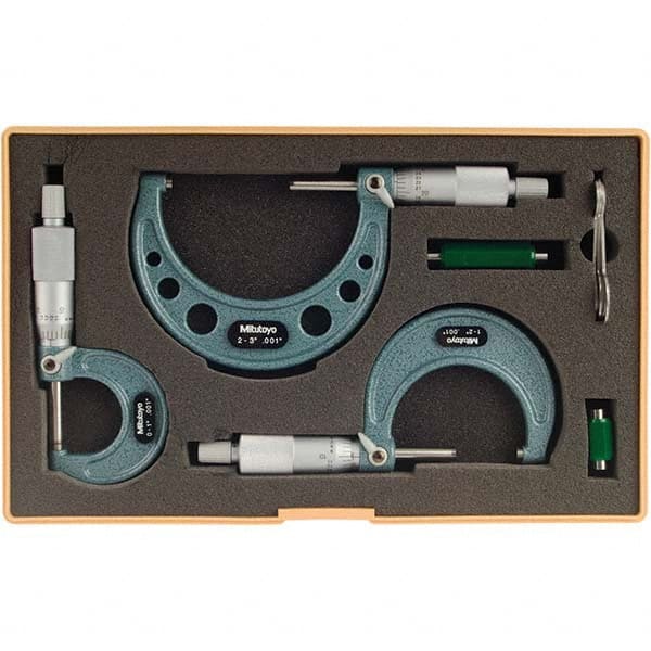 Mitutoyo - Mechanical Outside Micrometer Sets Minimum Measurement (Inch): 0 Maximum Measurement (Inch): 3 - Exact Tool & Supply