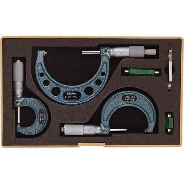 Mitutoyo - Mechanical Outside Micrometer Sets Minimum Measurement (Inch): 0 Maximum Measurement (Inch): 3 - Exact Tool & Supply