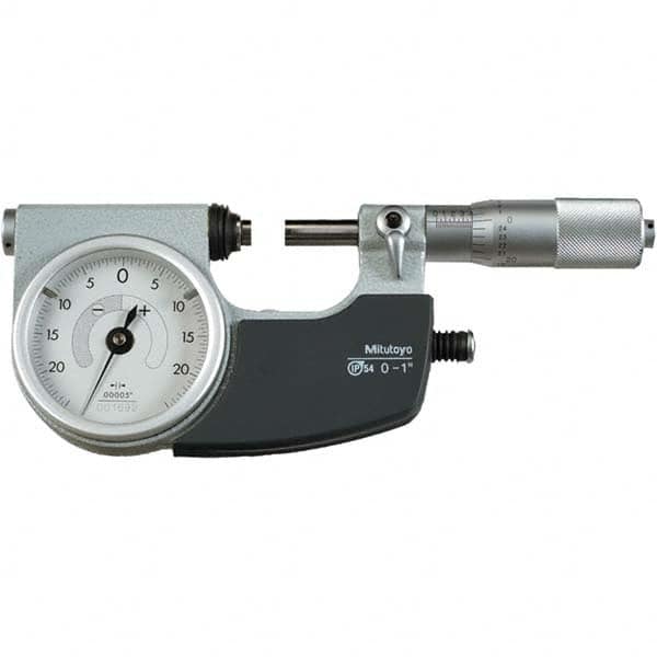 Mitutoyo - Mechanical Indicating Micrometers Minimum Measurement (Decimal Inch): 0 Maximum Measurement (Decimal Inch): 1 - Exact Tool & Supply