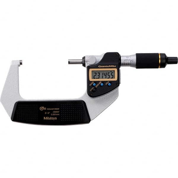 Mitutoyo - Electronic Outside Micrometers Type: Quantumike Minimum Measurement (Decimal Inch): 2.0000 - Exact Tool & Supply