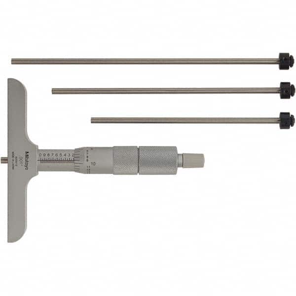 Mitutoyo - Mechanical Depth Micrometers Minimum Measurement (Decimal Inch): 0 Maximum Measurement (Decimal Inch): 4.00 - Exact Tool & Supply