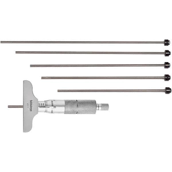 Mitutoyo - Mechanical Depth Micrometers Minimum Measurement (Decimal Inch): 0 Maximum Measurement (Decimal Inch): 6.00 - Exact Tool & Supply