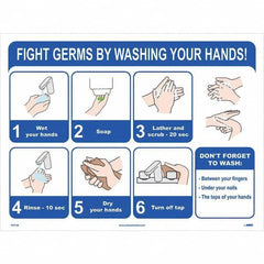 NMC - "Fight Germs By Washing Your Hands!", 24" Wide x 18" High, Paper Safety Sign - Exact Tool & Supply