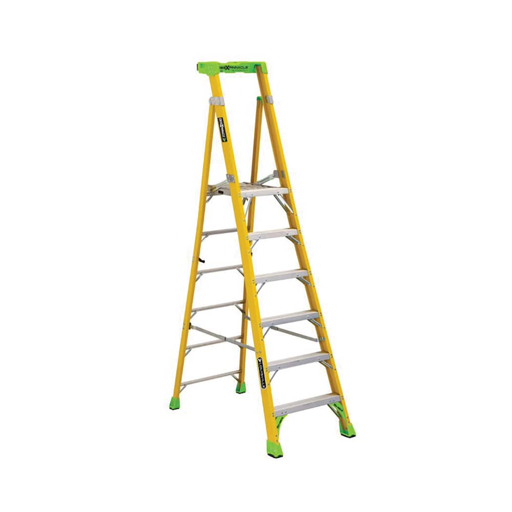 Louisville - Rolling & Wall Mounted Ladders & Platforms; Type: Aluminum ; Style: Combo Straight & Platform Ladder ; Number of Steps / Rungs: 6 ; Height (Inch): 36 ; Load Capacity (Lb.): 375.000 ; Base Width (Inch): 28-1/2 - Exact Tool & Supply