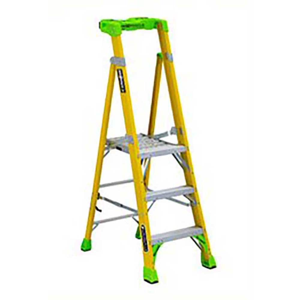 Louisville - Rolling & Wall Mounted Ladders & Platforms; Type: Aluminum ; Style: Combo Straight & Platform Ladder ; Number of Steps / Rungs: 3 ; Height (Inch): 36 ; Load Capacity (Lb.): 375.000 ; Base Width (Inch): 24 - Exact Tool & Supply