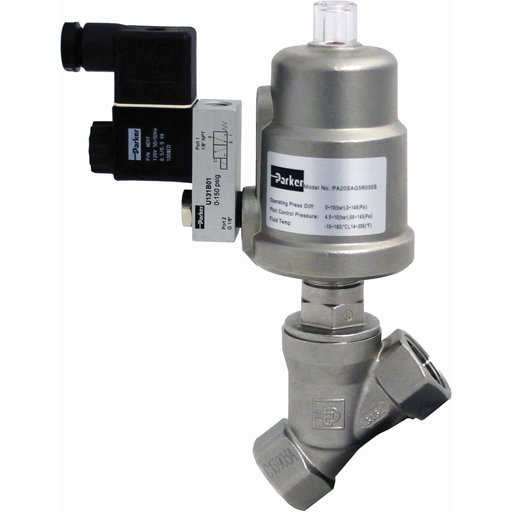Parker - Solenoid Valves; Valve Type: 2-Way, 2 Position ; Port Size: 2 ; Maximum Working Pressure (psi): 232.000 ; Body Material: Stainless Steel ; Seal Material: PTFE ; Maximum Working Pressure (psi): 232.000 - Exact Tool & Supply