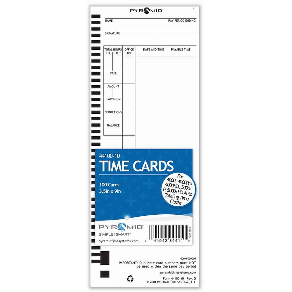 Pyramid - Time Cards & Time Clock Accessories For Use With: Pyramid Time Systems Time Clock models 4000, 400PRO, 4000HD, 400PROK, 5000, 5000HD Height (Inch): 4-5/16 - Exact Tool & Supply