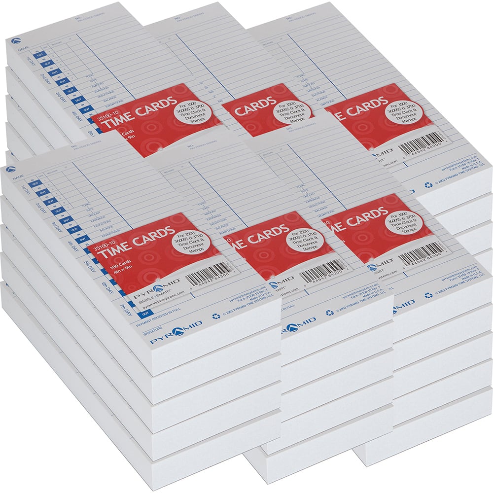 Pyramid - Time Cards & Time Clock Accessories For Use With: Pyramid Time Systems Time Clock models 3500, 3500SS, 3600SS, 3700 Height (Inch): 4-39/64 - Exact Tool & Supply
