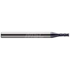 Corner Radius End Mill: 1/16″ Dia, 1/4″ LOC, 0.01″ Radius, 4 Flutes, Solid Carbide 2-1/2″ OAL, 1/8″ Shank Dia, 30 ° Helix, AlTiN Coated, Corner Radius End, Centercutting
