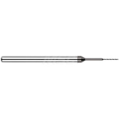Micro Drill Bit: 0.0145″ Dia, 130 °, Solid Carbide Amorphous Diamond Finish, RH Cut, Spiral Flute