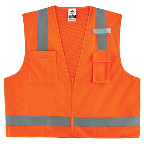 8249Z S/M Orange Econ Surveyors Vest Type R Class 2 - Exact Tool & Supply