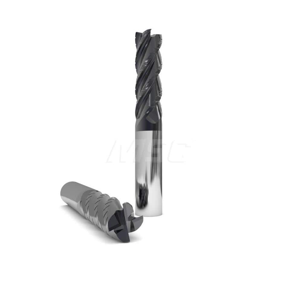 Square End Mill: 1/4'' Dia, 1/2'' LOC, 1/4'' Shank Dia, 2'' OAL, 4 Flutes, Solid Carbide Single End, nACo Finish, Upcut Flute, 38 ™ Variable Helix, Centercutting, RH Cut, RH Flute, Series 1031 & Hurrimill
