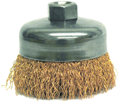 4" Crimped Wire Cup Brush - .020 Bronze; 5/8-11 A.H. - Non-Sparking Wire Wheel - Exact Tool & Supply
