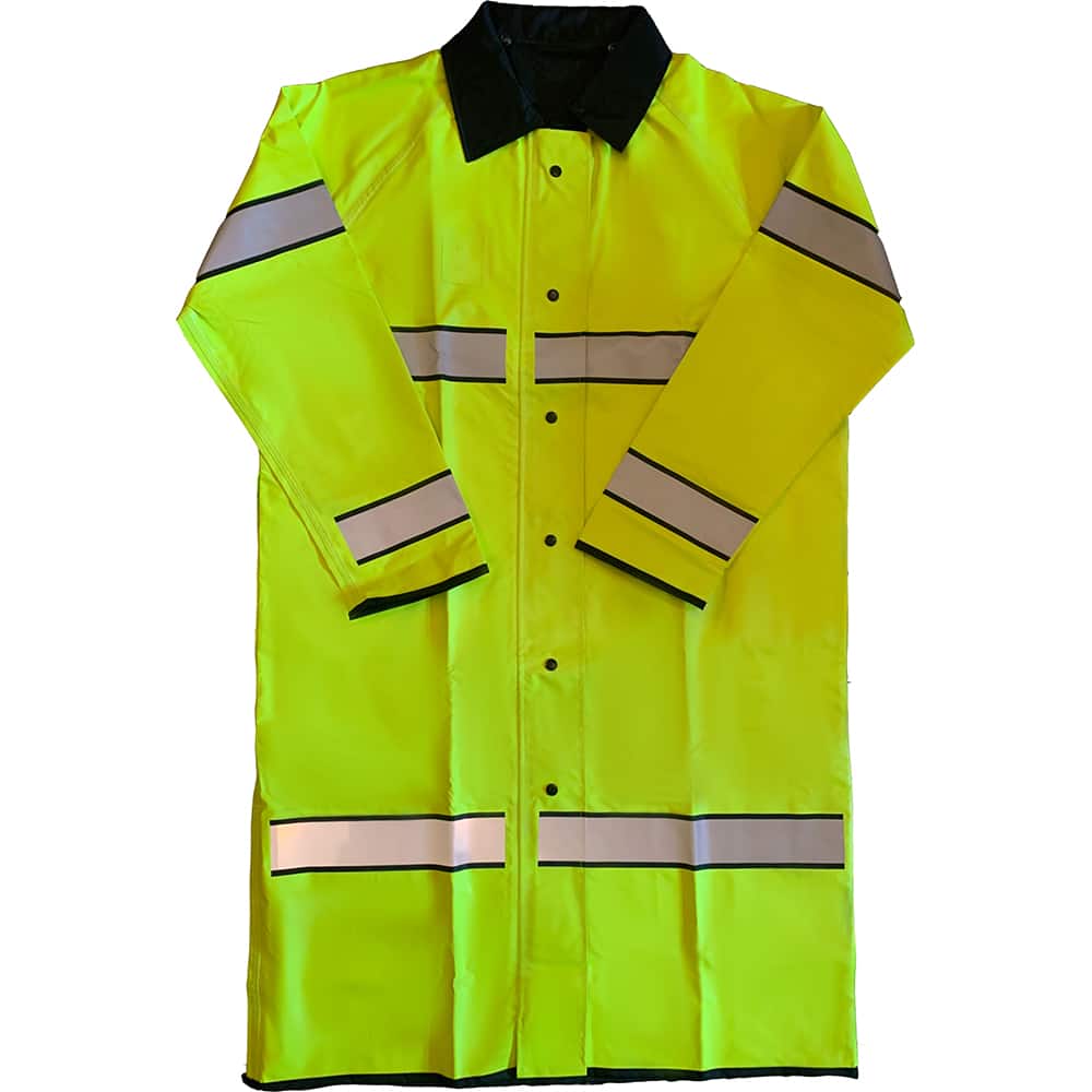 Louisiana Professional Wear - Rain & Chemical Wear; Garment Style: Coat ; Garment Type: High Visibility; Rain; Waterproof ; Material: Polyurethane/Nylon ; Size: 3X-Large ; Color: Fluorescent Yellow/Black ; Certification Type: ANSI/ISEA 107-2015 Type P Cl - Exact Tool & Supply